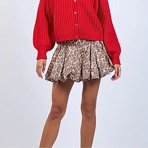 💖 Sky To Moon Leopard Print Bubble Hem Mini Skirt, Size M